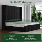 65.75" Tall King Size Bed Frame and Headboard, Black