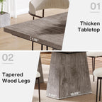 Tribesigns Dining Table for 6, Farmhouse Wood Dinner Rectangular Table Kitchen Table with Double Pedestal, 63" L x 31.5" W x 30" H, Grey