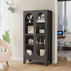 GAIOUS 61" Tall Metal Curio Cabinet, Display Cabinet with Glass Door, 4 Tier Liquor Cabinet with 3 Adjustable Shelves, Locking Glass Display Case for Collectibles, Showcase Storage Cabinets, Black