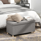 GOFLAME 30 Inches Storage Ottoman Bench, Linen Fabric Footstool with Flip Top Tray, Padded Foot Rest Stool, Rectangular Eed of Bed Bench, Storage Chest for Living Room, Entryway, Bedroom
