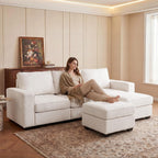 25.2" Storage Ottoman for Sofa, Modern Square Footrest with Removable Chenille Cover, Step Stool for Bedroom, Living Room, Beige