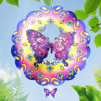 Butterfly 12 Inch Wind Spinners Garden Yard Decor Gift for Women Men, Outdoor Purple Metal 3D Wind Spinner, Stainless Steel Hanging Wind Catchers Sculpture for Outside Decoration