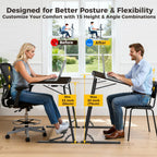 FoldWise Upgraded Folding TV Tray Table, Sturdy Couch & Dinner Laptop Table | Adjustable Height & Angle Portable Desk for Eating, Work & Recliner; Includes Footrest, Cup Holder, iPad Holder, Edge Stopper