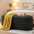 Furniliving Storage Ottoman Bench, 45'' Upholstered Boucle Ottoman with Storage, Aesthetic End of Bed Bench for Bedroom Living Room Entryway, Black