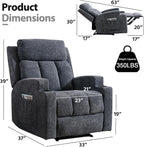 CANMOV Manual Recliner Chair with Massage and Heat, Soft Fabric Recliner Chair with Overstuffed Arm and Back, Manual Reclining Single Sofa with 2 Cup Holders, Side Pocket for Living Room, Dark Grey