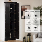 Corner Storage Cabinet 72" H Wooden Kitchen Pantry with 8 Doors, Freestanding Bookshelf Cabinet with Adjustable Shelves for Living Room (Black & Style 2)