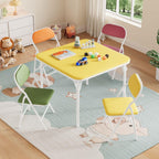 IDEALHOUSE 3 Piece Folding Kids Table and Chairs Set, Activity Table Set | 5 Piece Set for Dining Room,Daycare,Classrooms