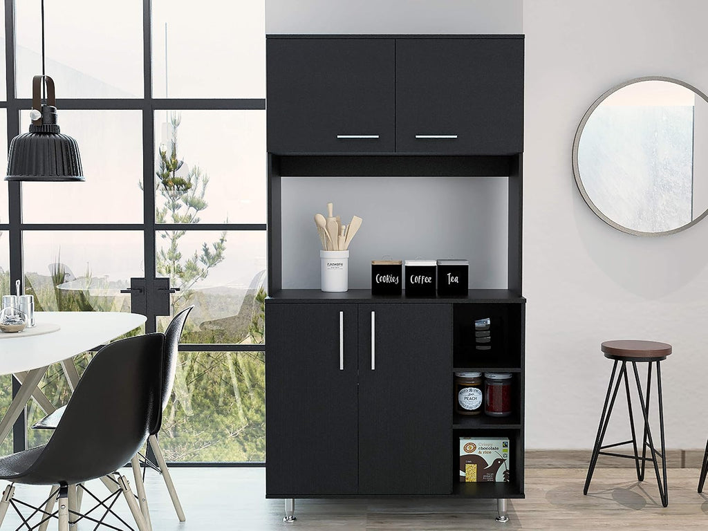 3 Shelf Pantry Cabinet Black