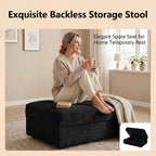 Modern Corduroy Sofa Storage Ottoman, Upholstered Memory Foam Footrest (Black Footrest)