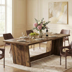 Lailang 71 Inch Dining Table, Rectangular Kitchen Tables, Pedestal Dinner Tables, Rustic Wood Dining Tables, Dining Room Table for 8, Large Table, 71 x 31 x 30 Inch, Rustic Brown