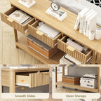 HOKYHOKY Fluted Console Table with Drawers, 47.1" Entryway Table, Natural