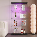 4-Shelf Glass Display Cabinet with LED Lights and Lock,Curio Cabinets Display Case with 2 Door,Tempered Glass Collection Display Showcase for Living Room,Exhibition Hall 64.7"x 32"x 14.4" Black