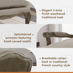 Lexicon French Country Wood Accent Chair, Carved Frame, Neutral | Living Room Chair with Carved Show Wood Frame, Cabriole Legs, Padded Arms, Reversible Cushion, Arrives Assembled