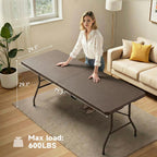 Folding Table 6 Foot, Heavy Duty 600 LBS Capacity, HDPE Wicker Pattern, Sturdy Design with Safety Lock, Portable Tables Folding for Camping, Party, Indoor & Outdoor Use, 2 Pack