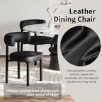 Dining Chairs Set of 4, Mid-Century Dining Room Chair, Carbon Steel Legs, Upholstered Seat, Textured Leather, Ergonomic Curved Backrest, Modern for Kitchen, Restaurant (Black-4)