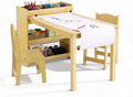 PlayfulPals Kids Art Table with 2 Chairs Set, Toddler Craft Desk with Storage Shelves, Drawing Table with Paper Roller Yellow