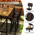 Recaceik 50" Dining Table Set for 6, 7-Piece Counter Height Bar Table Set with Upholstered Stools, Space-Saving Modern Pub Set for Kitchen, Breakfast Nook & Home Bar, Rustic Brown