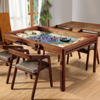 Solid Wood Board Game Table with Removable Table Top for 4–6 Players,Gaming Table and Dining Includes Play Mat and Detachable Cup Holders with 55" x 31" Play Area (Cherry)