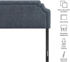 Modway Magnolia Queen Size Upholstered Fabric Headboard in Slate Blue - Padded Cushioned Headboard with Woven Heathered Upholstery and Adjustable Mounting Positions