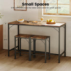 Homeiju Bar Table and Chairs Set, Dining Table with 2 Stools | Space-Saving Pub Table and Chairs, Perfect for Kitchen, Breakfast Nook, Living Room & Small Spaces (Rustic Brown)
