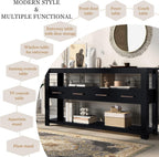 LKTART Console Table for Entryway with 4 Drawers,61.5'' Long Sofa Table with 3-Tier Open Shelves,Entry Table for Hallway,Foyer,Living Room,Black