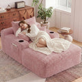65" Oversized Chaise Lounge Chair Indoor, Chaise Lounge Chair with Cup Holders Side Pockets 3 Pillows, Cloud Corduroy Chaise Sofa Bed Sleeper Couches for Living Room No Assembly Require,Pink