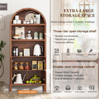 Ieejdn 71" Tall Arched Kitchen Pantry,Modern Fluted Wood Storage Cabinet with Doors,Adjustable Shelves,Organizer, Versatile Cupboard for Kitchen,Living Room,Dining Room,Bathroom,Walnut3