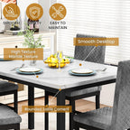 Hooseng Kitchen Table Set 5 Piece Dining Room Table Set Marble Dining Table 4 Chair Dining Table Set for Kitchen Living Room Breakfast Small Spaces (Grey)