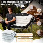 Double Camping Chair 2 Person Oversized Heavy Duty Padded Outdoor Folding Loveseat with Dual Cup Holders for Lawn Beach