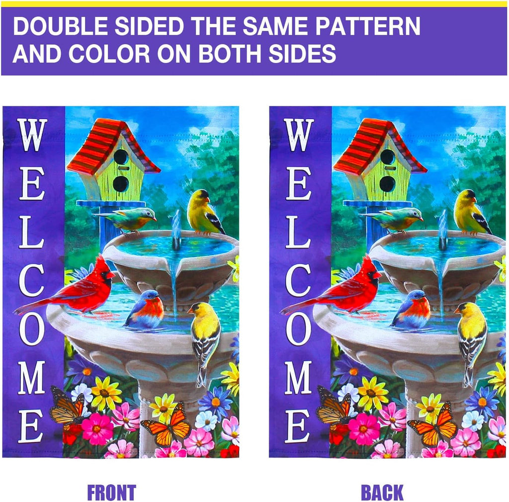 Welcome spring summer bird flags for outside 28x40 double sided, summer house flags, Large Flags Outdoor flags for outside decoration