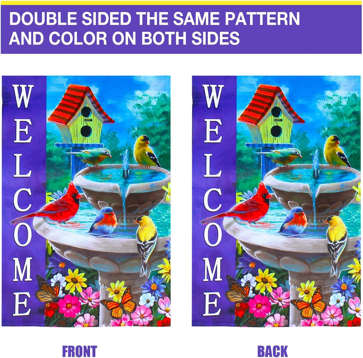 Welcome spring summer bird flags for outside 28x40 double sided, summer house flags, Large Flags Outdoor flags for outside decoration