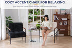 MAXYOYO Accent Chair, Modern Living Room Chair with Metal Frame | Upholstered Reading Chair with Support Cushion, Comfortable Seating for Living Rooms, Bedrooms, Balconies or Porches, Black