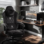 Dowinx Gaming Chair with Heated Massage Lumbar Support,Big and Tall Fabric Gaming Chairs for Adults with Footrest, Ergonomic Computer Game Chair with Poket Spring Cushions, 350lbs, Black