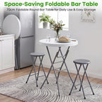 VECELO 28" Round Cocktail Table, Folding Bar Height Table with Removable Legs, 43.3" Tall Portable Plastic Bistro High Top for Indoor Outdoor Wedding Events, Patio, Backyard, Home Parties, White