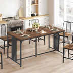 YATINEY Dining Table for 6-8, 63" Large Kitchen Table, Industrial Dining Room Table, Wooden Rectangular Table with Adjustable Feet, for Dinner, Kitchen, Walnut and Black CZ03BH