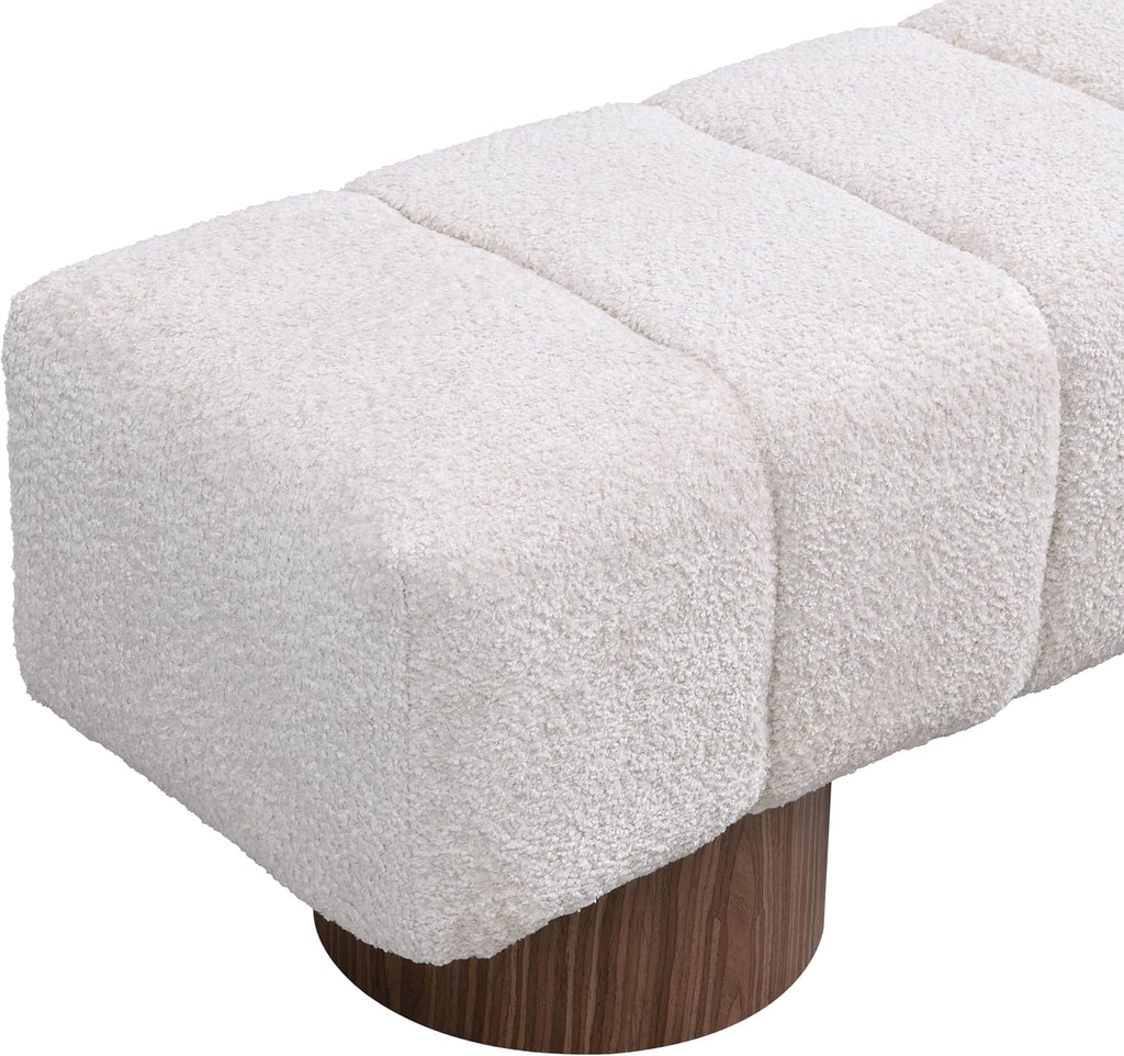 Christopher Knight Home Manila 64" Upholstered Ottoman Bench, Rectangular Dining Seat, Spacious Seating, Long Footstool, Boucle Dining Bench for Living Room Dining Room, No Assembly Needed, Beige