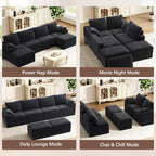 142" Modular Sectional Sofa Couch with Storage,U-Shape 4 Seat Comfy Modern Couch Sofa with Chaise, 27" Deep Seat Corduroy Sofa for Living Room, Tool-Free Assembly - Dark Grey