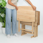 PJ Wood XL Oversize Tray Table, Natural Wood, 5-Pack | 33.2 lb Capacity, Rectangular Shape, Foldable Design, Space-Saving Storage