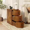 Narrow End Table with Charging Station, Wood Side Table with Drawers for Small Spaces, 3-Drawer Nightstand with Storage, Slim Bedside Cabinet for Living Room/Bedroom/Corner, Fully Assembled, Walnut