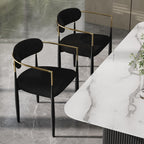 Baysitone Dining Chairs Set of 2 Mid-Century Modern Upholstered Boucle Dining Room Chairs Open Back Curved Backrest Black Metal Legs Gold Armchairs for Kitchen Living Room, Black(Only Chairs)