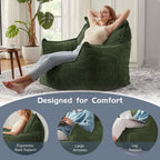 EBENCHICO Giant Bean Bag Chair for Adults, Corduroy Large Bean Bag Chairs for Teens with Armrests, Comfy Adult BeanBag Chair Sofa Couch with Filler Included for Bedroom Living Room