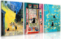 FASWQ Whimsical Black Cat Wall Art, Van Gogh Matisse Picasso Wall Decor, Funny Bathroom Canvas Paintings, Cute Animal Aesthetic Pictures for Living Room Kids' Room Framed Ready to Hang 16"x24"x3