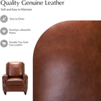 HULALA HOME Genuine Leather Manual Recliner Chairs Set of 2 with Adjustable Backrest & Footrest, Mid Century Modern Push Back Recliners with Nailhead Trim & Wood Legs, Brown