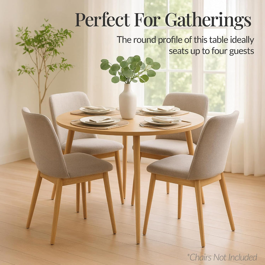 Best Choice Products Round 35.5in Dining Table for 4 w/Sturdy Wood Finish Steel Legs, Mid Century Modern, Space-Saving, Small Space Circle Dinette for Home, Kitchen, Apartment - Natural