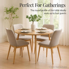 Best Choice Products Round 35.5in Dining Table for 4 w/Sturdy Wood Finish Steel Legs, Mid Century Modern, Space-Saving, Small Space Circle Dinette for Home, Kitchen, Apartment - Natural