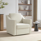 Swivel Accent Chair, Comfy Chenille Swivel Chair with Deep Seat, Upholstered Club Armchair with 360 Degree Rotation Base, Single Sofa Reading Chair for Living Room Bedroom, Beige