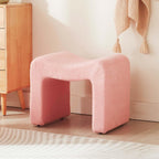 Vanity Stool Foot Rest Small Footstool Ottoman Chair Seating Backless Modern Teddy Velvet Ottoman for Makeup Room Living Room Bedroom Entryway,(Single 1) Pink