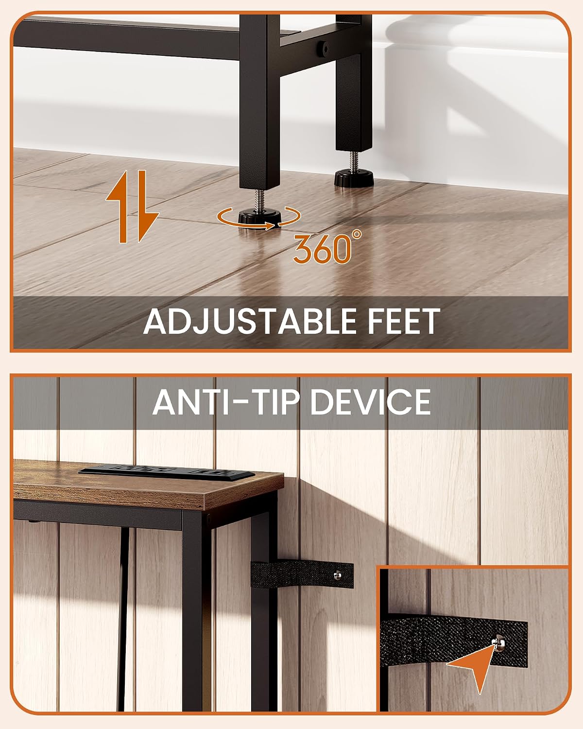 CHOEZON 78.7'' Narrow Console Table with Power Outlet 7.1" Skinny Sofa Table, Long Behind Couch Table with Charging Station, Entryway Table for Hallway, Living Room Rustic Brown and Black TXG20UBF