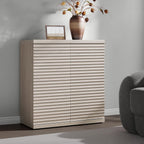SICOTAS Buffet Cabinet with Storage Accent Sideboard Modern Credenza with Doors & Shelves Fluted Media Console Mid Century Coffee Bar Table for Living Room Kitchen Dining Room Hallway (1PCS)