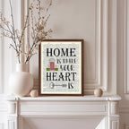 Poster Master Dictionary Art Poster - Home Is Where Your Heart Is Print - Motivational Art - Gift for Men & Women - Inspiring Wall Decor for Dorm, Bedroom or Living Room, 11x14 Brown Framed